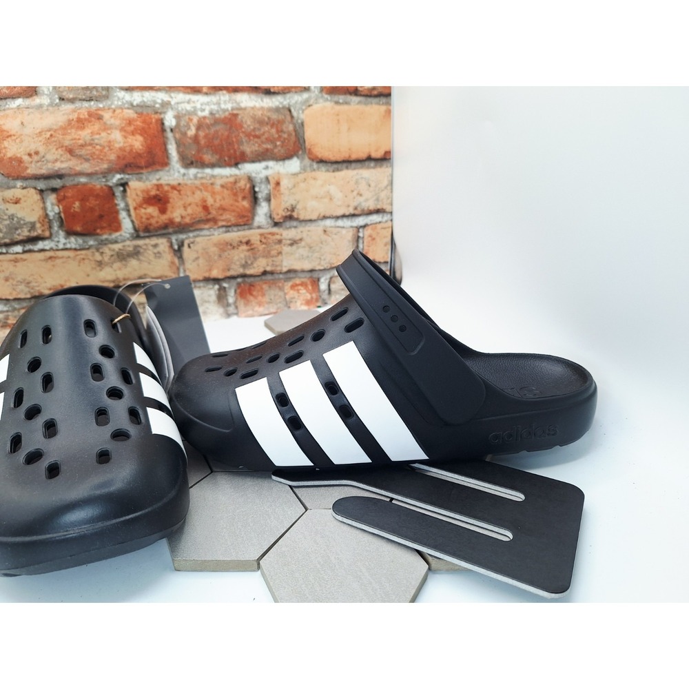 Adidas Adilette Clog 2.0 Black White Men Sz 11 / Womens 12 Cloudfoam Mule JQ8058 - Picture 9 of 13